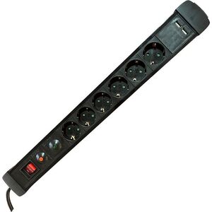 Kabel zasilający M-CAB M-Cab POW0025 rozgałęziacz 1,5 m 6 x gniazdo sieciowe Wewnętrzna Czarny