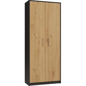 Topeshop Regał biurowy, szafa, 74x35x180 cm, antracyt, dąb artisan