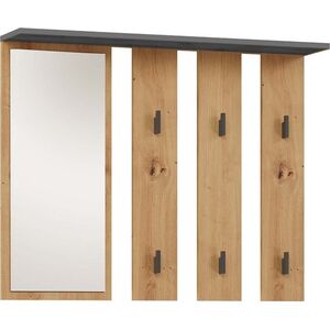 Topeshop Wieszak na ubrania, lustro, Parma, 100x15x81,5 cm, dąb artisan, antracyt