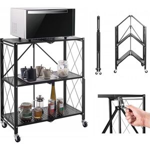 Topeshop Regał magazynowy, kuchenny na kółkach, 72x34x87 cm, czarny
