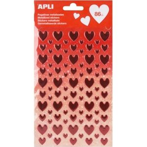 Apli Naklejki metallic serca 86szt