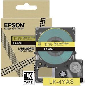 Epson Epson LabelWorks LK-4YAS - Grau auf Gelb - Rolle (1,2 cm x 8 m) 1 Kassette(n) Hangebox - Bandkassette - fur LabelWorks LW-C410, LW-C610