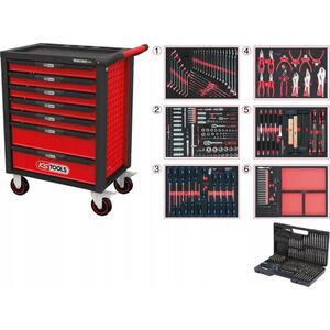 Wózek narzędziowy KS Tools Įrankių vežimėlis RACINGline, 7 stalčiai +598vnt įrankių, KS Tools