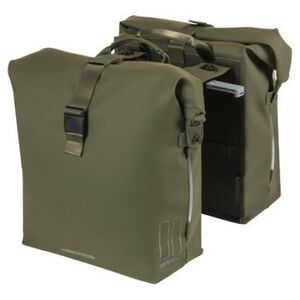 Basil Sakwa podwójna BASIL SOHO DOUBLE PANNIER BAG NORDLICHT MIK, MIK System (ready to go) 41L, 100% wodoodporna moss green oświetlenie Nordlicht Technology