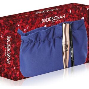 Deborah Set Deborah: Instant Maxi Volume, Volumizing, Mascara, Black, 11 ml + 24 Ore Extra, Gel Pencil Eyeliner, Black, 1.5 g + Makeup Bag, Blue For Women