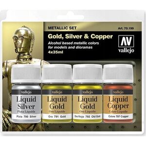 Vallejo Vallejo: Metallic Set - Liquid Gold Silver Copper 4x 35 mm