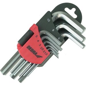 Dedra Klucze sześciokątne krótkie 1.5-10mm zestaw 9szt, CRV