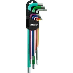 Dedra Klucze sześciokątne extra dług.kolor 1.5-10mm zestaw 9szt,S2