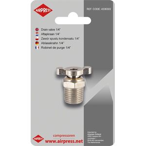 Sprężarka Airpress ZAWÃR SPUSTU KONDENSATU 1/4' BLISTER (SPR. 24L)