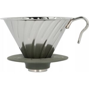 Hario Hario - Metalowy Drip V60-02 Outdoor srebrny z silikonową podstawką