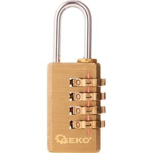 Geko Kłódka mosiężna na szyfr 21mm (4 cyfry) (12/144)