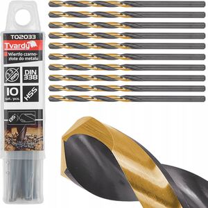 Wiertło Tvardy Wiertło czarno-złote do metalu HSS 3.30mm (10/300/3000)