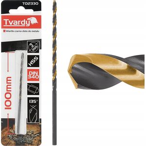 Wiertło Tvardy Wiertło czarno-złote do metalu przedłużane HSS M2 3.0mm (1/125/500)