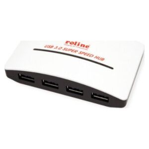 HUB USB Roline Koncentrator ROLINE USB 3.2 Gen 1, czarno-biały, 4 porty, z zasilaczem