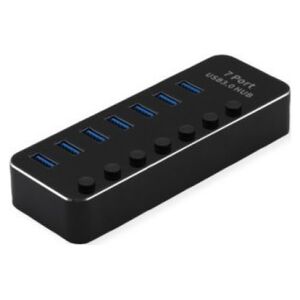 HUB USB Roline Koncentrator USB 3.2 Gen 1 do notebooków ROLINE, 7 portów z możliwością indywidualnego przełączania