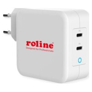 Adapter USB Roline Ładowarka ROLINE USB z wtyczką Euro, 2 porty (2x PD Typ-C), GaN, 100W
