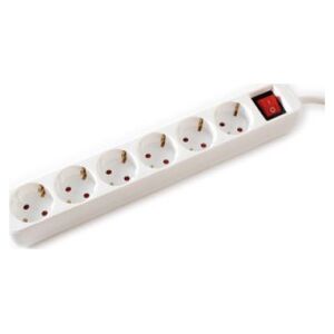 Kabel zasilający Value VALUE 6-drożna listwa zasilająca z wyłącznikiem, biała, 6 m