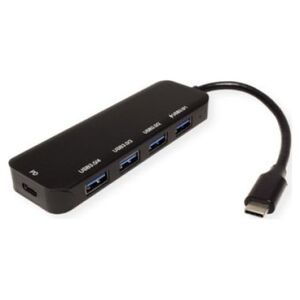 HUB USB Value VALUE Hub USB 3.2 Gen 1, 4-portowy, kabel połączeniowy typu C, z 1 portem PD