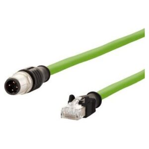 Metz METZ CONNECT Kabel połączeniowy M12 męski-RJ45 męski, 4-biegunowy z kodem D, prosty, łańcuch nadążny, moment obrotowy, 5 m
