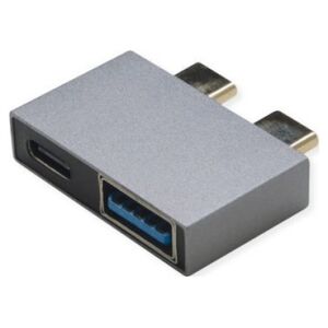 Roline Adapter ROLINE USB 3.2 Gen 2, 2x USB typu C - 1x typu A + 1x typu C, M/F, srebrny