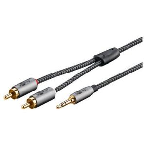 Kabel Goobay Kabel przejściowy audio AUX, jack 3,5 mm na wtyczkę stereo RCA, 1 m, Sharkskin Grey - Długość kabla 1 m