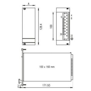 SCHROFF SCHROFF Panel przedni zasilacza do Maxpower 180, pojedynczy, 3 HE, 8 HE, 2,5 mm, Al, przód anodowany, tył przewodzący
