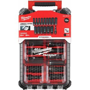Milwaukee Impact head set 1/2 10-24mm + extension (16 pcs.) Milwaukee (Packout case)