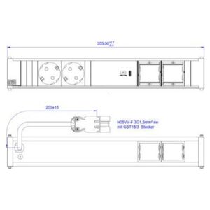 Bachmann BACHMANN CONI 2xCEE7/3 1xUSB C 60W, gniazdo uziemienia wtyczka GST18