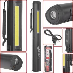 Tvardy Lampa warsztatowa inspekcyjna z magnesem LED COB 5W + 3W UV laser 800mAh 400lm IP44 (100)