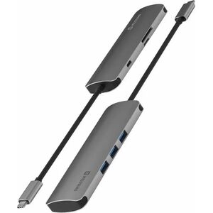 HUB USB Sourcing Swissten USB-C Splitter 6in1 with 3X USB 3.0 / 1X USB-C Power Delivery / 1X microSD / 1X SD / Aluminum housing