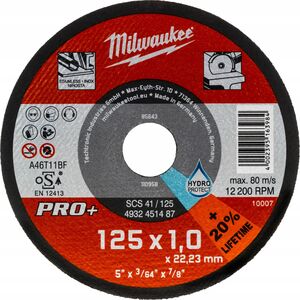 Milwaukee Abrasive disc for cutting ner. for metal 125mmx1.0x22.23 Milwaukee pro+ SCS41 (200 units)