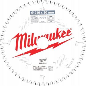 Milwaukee Disc cutting 216x30x2.4mm 24 teeth. Milwaukee