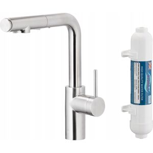 Bateria kuchenna KFA DUERO PURE BASIC PULL-OUT BATERIA KUCHENNA Z FUNKCJĄ FILTRACJI WODY I WYCIĄGANĄ WYLEWKĄ + FILTR HYDRO, INOX