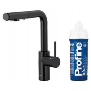 Bateria kuchenna KFA DUERO PURE BASIC PULL-OUT BATERIA KUCHENNA Z FUNKCJĄ FILTRACJI WODY I WYCIĄGANĄ WYLEWKĄ + ZESTAW FILTRUJĄCY PROFINE BLUE S, CZARNA