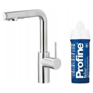 Bateria kuchenna KFA DUERO PURE BASIC PULL-OUT BATERIA KUCHENNA Z FUNKCJĄ FILTRACJI WODY I WYCIĄGANĄ WYLEWKĄ + ZESTAW FILTRUJĄCY PROFINE BLUE S, INOX