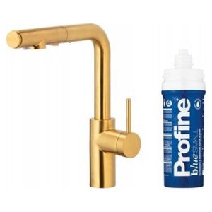 Bateria kuchenna KFA DUERO PURE BASIC PULL-OUT BATERIA KUCHENNA Z FUNKCJĄ FILTRACJI WODY I WYCIĄGANĄ WYLEWKĄ + ZESTAW FILTRUJĄCY PROFINE BLUE S, BRUSHED GOLD