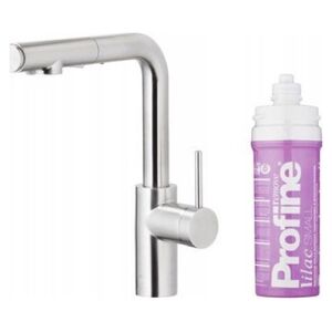 Bateria kuchenna KFA DUERO PURE BASIC PULL-OUT BATERIA KUCHENNA Z FUNKCJĄ FILTRACJI WODY I WYCIĄGANĄ WYLEWKĄ + ZESTAW FILTRUJĄCY PROFINE LILAC S, INOX