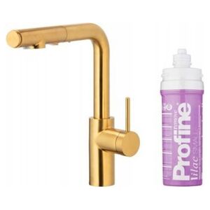 Bateria kuchenna KFA DUERO PURE BASIC PULL-OUT BATERIA KUCHENNA Z FUNKCJĄ FILTRACJI WODY I WYCIĄGANĄ WYLEWKĄ + ZESTAW FILTRUJĄCY PROFINE LILAC S, BRUSHED GOLD