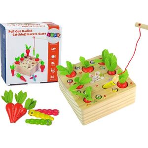 LeanToys Drewniana Gra Marchewki Dżdżownica Magnes Wędka