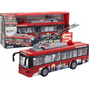 LeanToys Trolejbus Autobus 1:16 Światła Dźwięki Napęd Czerwony