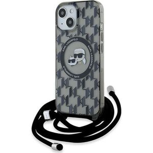 Karl Lagerfeld Karl Lagerfeld KLHMP15SHCKCKLCK iPhone 15 / 14 / 13 6.1" czarny/black hardcase IML Crossbody Monogram Karl & Choupette Head MagSafe
