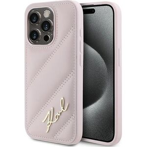 Karl Lagerfeld Karl Lagerfeld KLHCP15XPQDSMGP iPhone 15 Pro Max 6.7" różowy/pink hardcase Diagonal Quilted Script