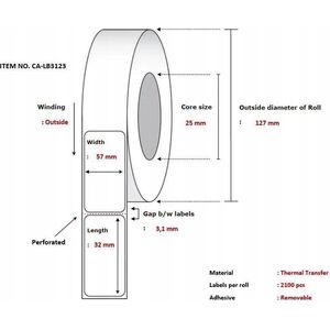 Capture Label 57 x 32 mm. Core 25,