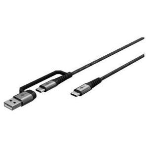 Kabel USB Goobay USB-A + USB-C - USB-C 1 m Szary