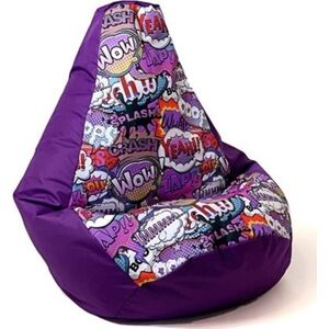 Go Gift Pufa worek sako GRUSZA DRUK fiolet-wow XXL 140x100