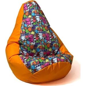 Go Gift Pufa worek sako GRUSZA DRUK pomarańcz-bajkowy2 XL 130x90