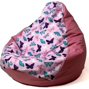 Go Gift Pufa worek sako GRUSZA DRUK ciemny róż-motyle L 105x80