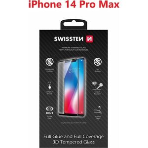 Swissten Ultra Durable 3D Full Glue Glass Apple IPhone 14 Pro Max Black