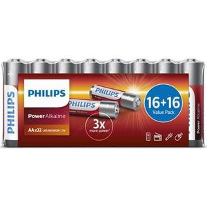 Philips Philips Power Alkaline Battery LR6P32FV/10, Single-use battery, AA, Alkaline, 1.5 V, 32 pc(s), 5 year(s)