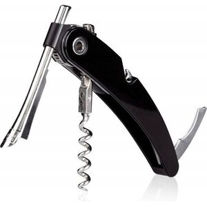 Vacu Vin Vacu Vin Single Pull Corkscrew, Black, Stainless steel, Plastic, Stainless steel, 38 mm, 19 mm, 135 mm